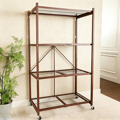 LineaHome 4-Tier Foldable Rolling Storage Rack - 1000 LBS Capacity Heavy Duty Steel Shelving Unit