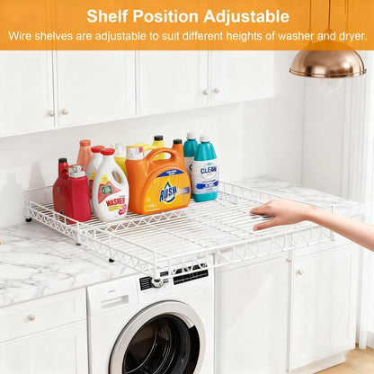Adjustable Washer & Dryer Storage Rack with Hanging Rod