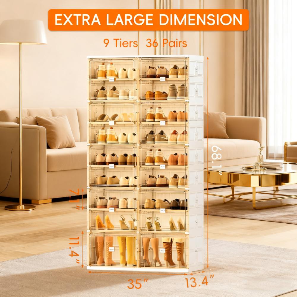 Multi-Tier Transparent Shoe & Accessory Storage Cabinet