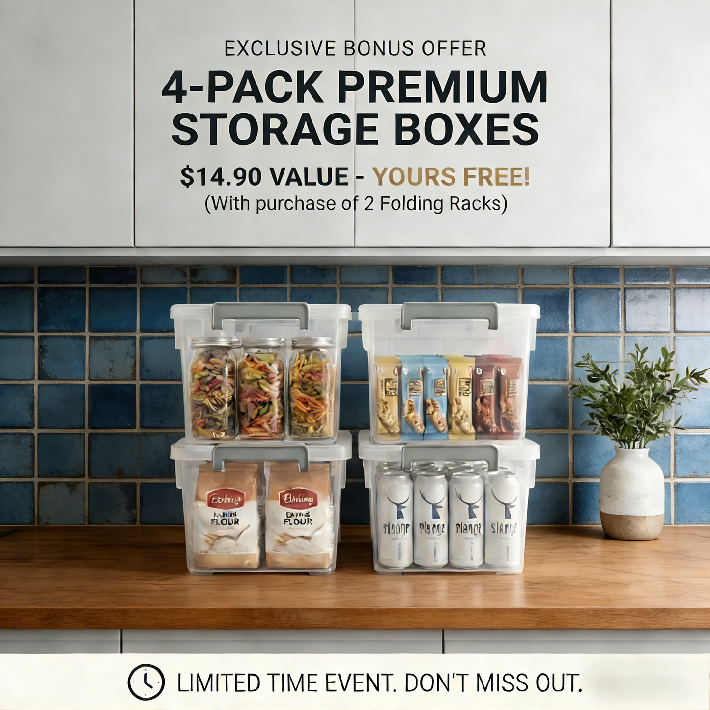 LineaHome 4-Tier Foldable Rolling Storage Rack - 1000 LBS Capacity Heavy Duty Steel Shelving Unit