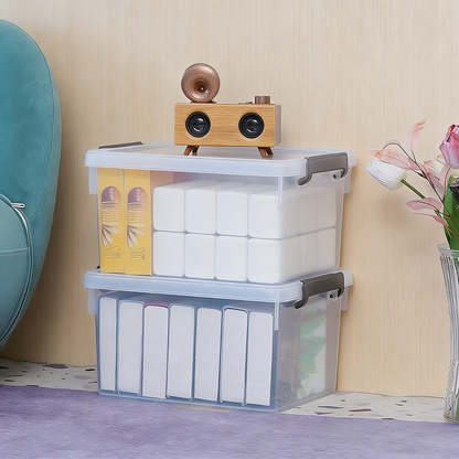 22.2 Qt Clear Plastic Storage Bins with Lids - 4 Pack Stackable Organizer Boxes