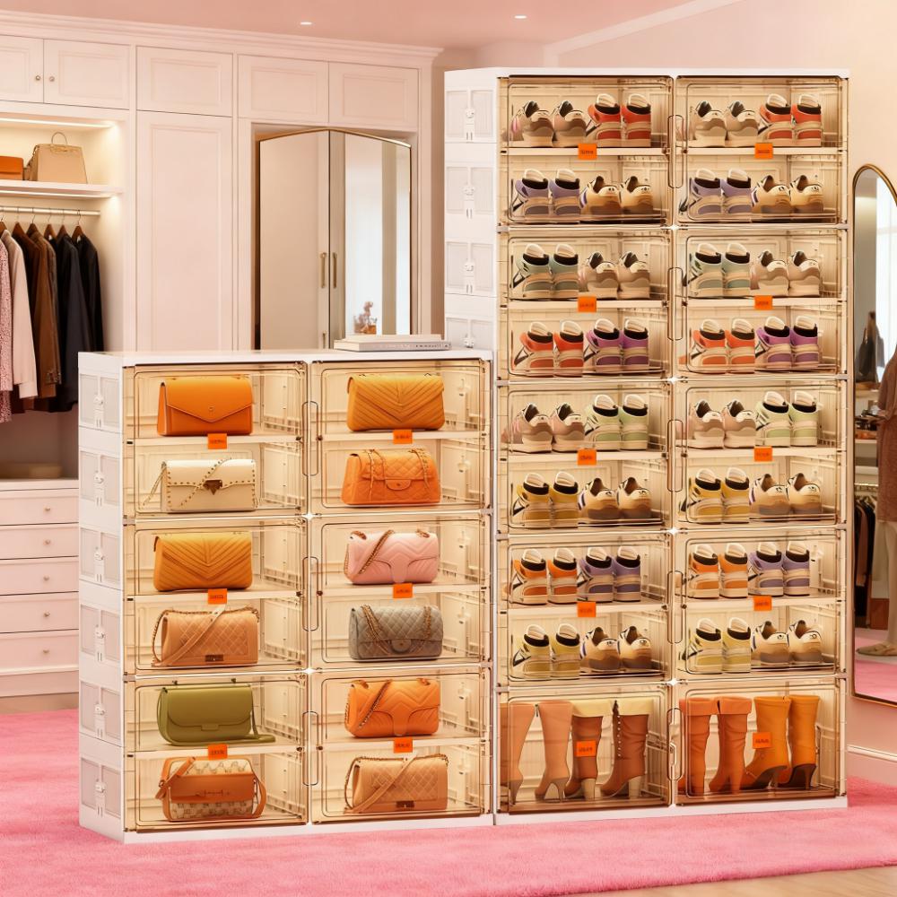 Multi-Tier Transparent Shoe & Accessory Storage Cabinet