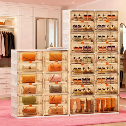Multi-Tier Transparent Shoe & Accessory Storage Cabinet