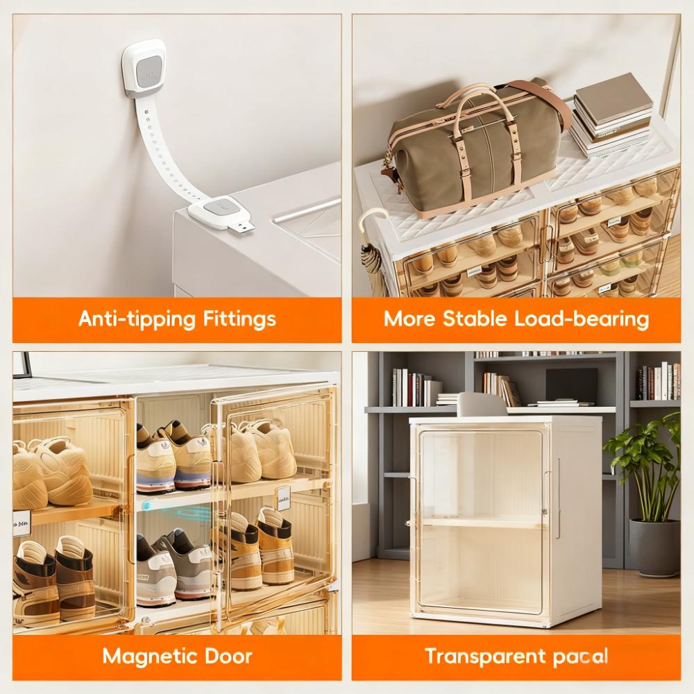 Multi-Tier Transparent Shoe & Accessory Storage Cabinet