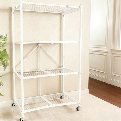 LineaHome 4-Tier Foldable Rolling Storage Rack - 1000 LBS Capacity Heavy Duty Steel Shelving Unit