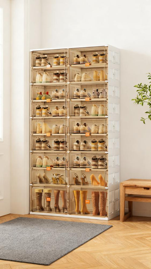 Multi-Tier Transparent Shoe & Accessory Storage Cabinet