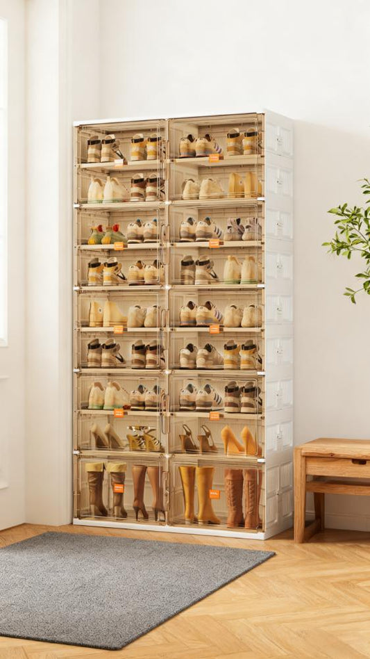 Multi-Tier Transparent Shoe & Accessory Storage Cabinet
