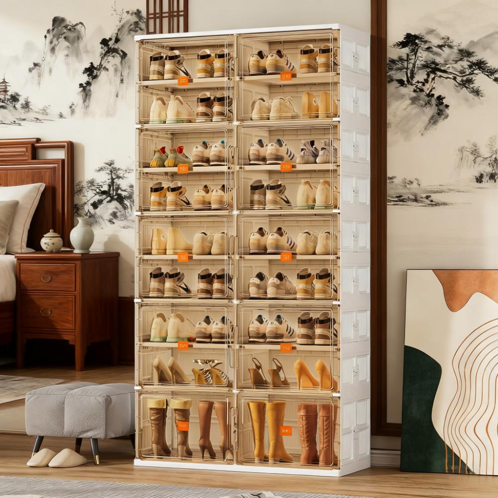 Multi-Tier Transparent Shoe & Accessory Storage Cabinet